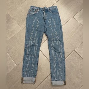 Levi 501 embroidered skinny jeans